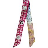 JERLA 100% Mulberry silk Scarf Head Hair Ribbon Handbag Handle wrap Tie Bundle Neckerchief Scarf for women men