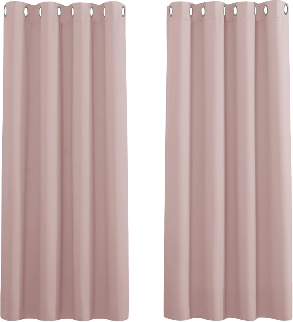 PONY DANCE Baby Pink Blackout Curtains 46x54 2 Pieces Thermal Eyelet