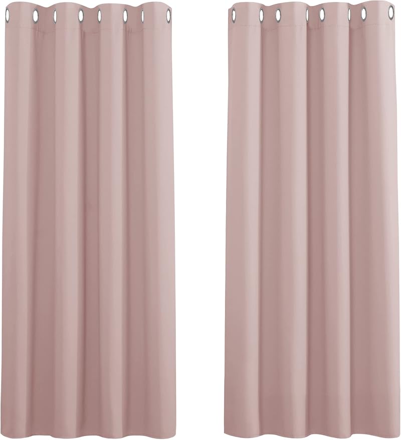 PONY DANCE Baby Pink Blackout Curtains 46x54 2 Pieces Thermal Eyelet