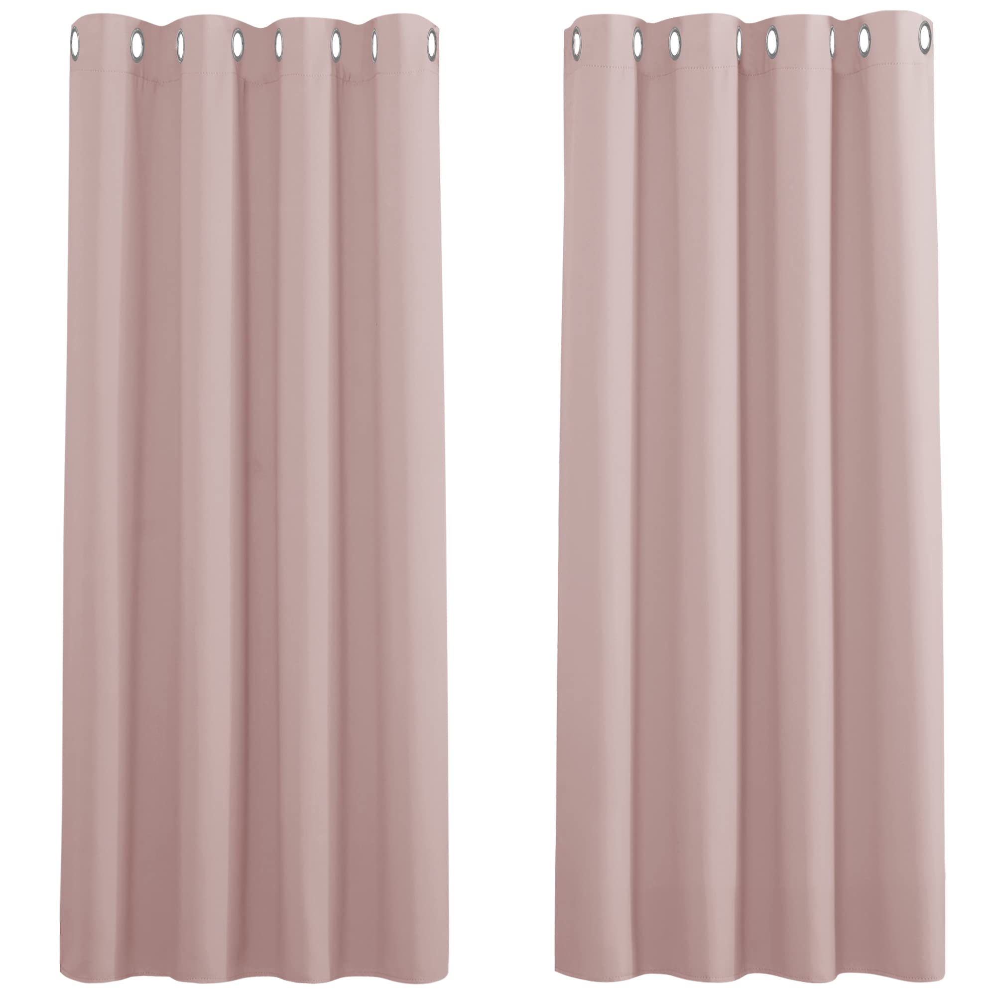 PONY DANCE Baby Pink Curtains for Girls Bedroom - Thermal Insulated Eyelet Black Out Curtains & Drapes Noise Reducing Blackout Panels, 46-inch x 54-inch Wide by Drop, 2 PCs — image 1