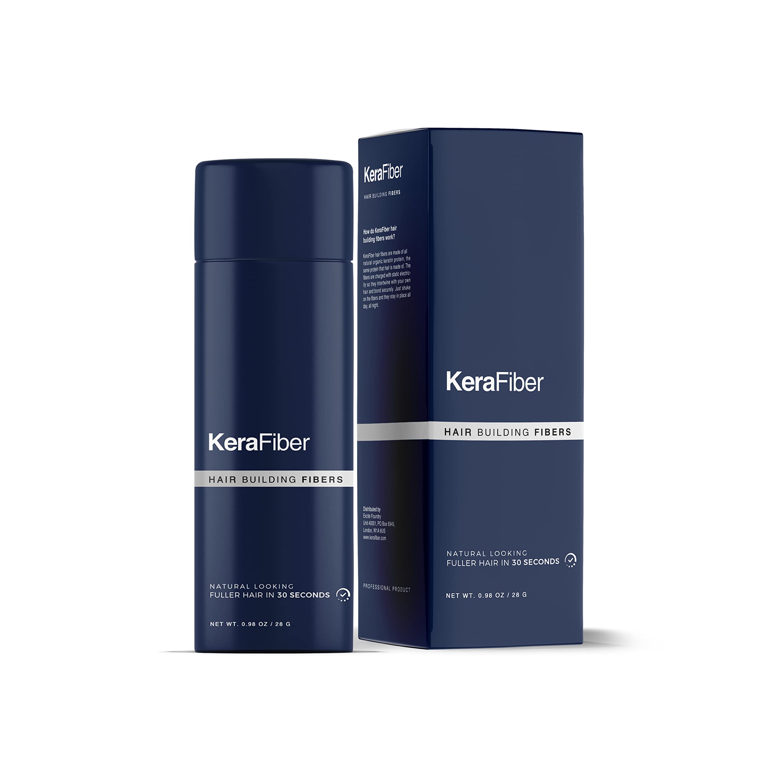 KeraFiber Hair Building Fibres - Natural Keratin Hair thickener Fibres, Hair Powder for Men and Women, Full Head of Hair in 30 Seconds-Hair Fibres Grey