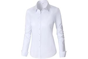 CUNLIN Womens Cotton Button Down Shirts for Women Fitted Long Sleeve Formal Dress Shirt Work Blouses Tops