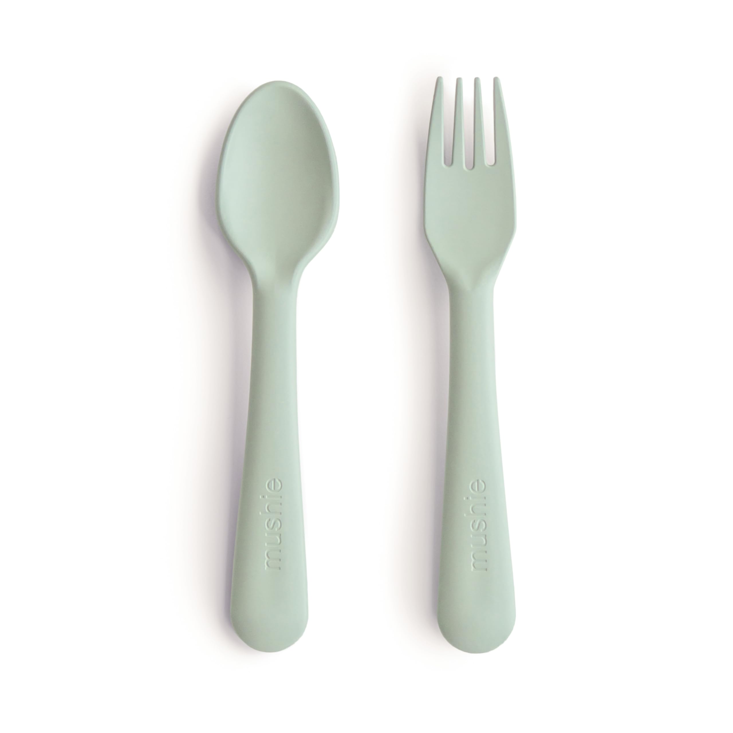 Mushie Fork and Spoon Set for Kids | Flatware Cutlery | 1x Set of Dinnerware Pieces | Reuseable | Dishwasher- and Microwave Safe | Easy for Baby or Child to Hold | Made in Denmark (Sage) — image 1