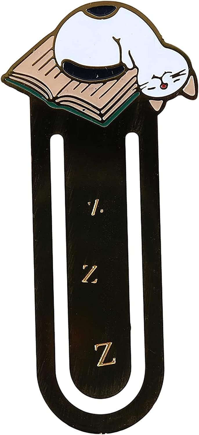 1Pc Cute Sleeping Cat Metal Bookmark for Cat Lovers Book Marker Lovely School Office and Home Supplies，Book Covers and Book Accessories