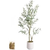 MCTYBB Fake Olive Tree 4FT Tall 1Pack with White Planter for Home Decor | Faux Olive Tree with Natural Olive Branches and Realistic Leaves for Living Room Office Decor