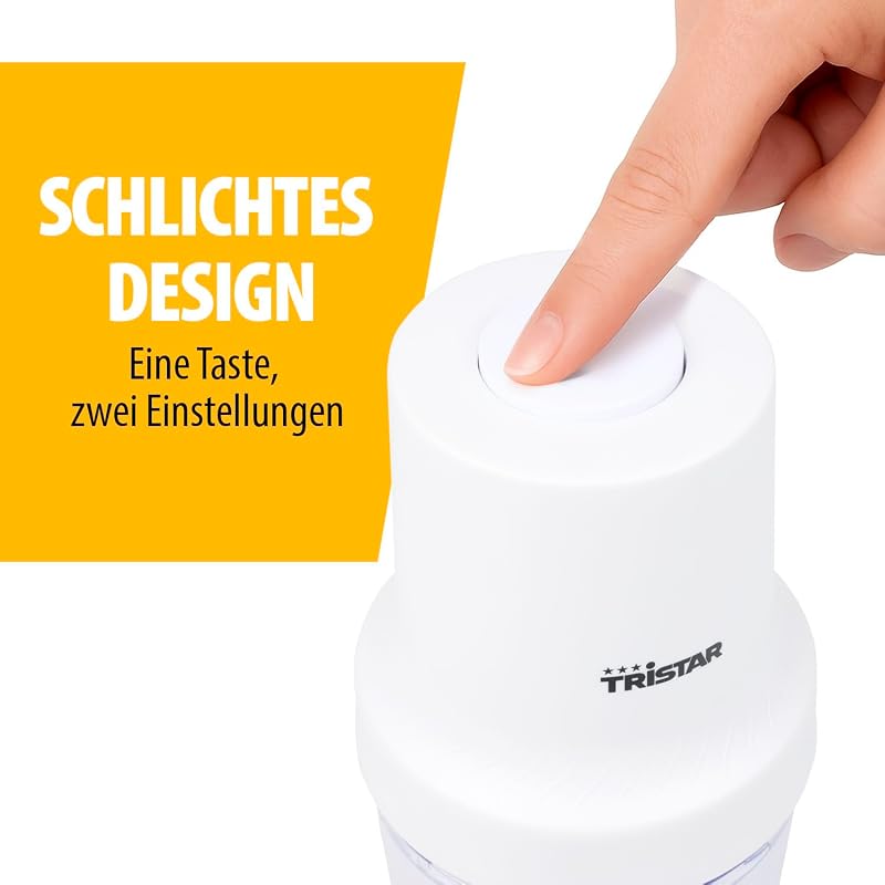 Edelstahl-Zerkleinerer, 400W Motor, 2 Geschwindigkeiten mit Turbo, 2 Edelstahlklingen, 0.5L Schüssel, Kompaktes Design, Spülmaschinengeeignet, Leicht zu Reinigen, BL-4023