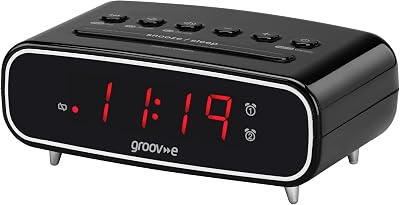 groov e Rise Alarm Clock Radio with FM Radio, Dimmer, 12/24hr Display
