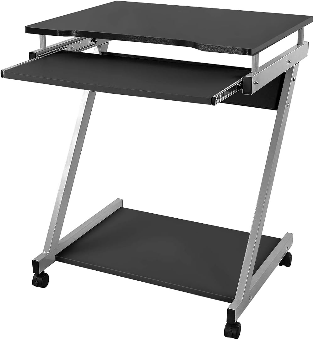 VASAGLE Computer Desk Z-Shaped with Keyboard Tray 60x48x73 cm Black LCD811B