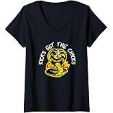 Women's Cobra Kai Kicks Get the Chicks V-Neck T-Shirt