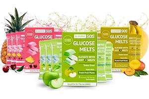 Glucose SOS Melts Made with Dextrose Powder Natural Fruit Puree Sugar, Like Glucose Tabs, Fast Acting Tablets That Melt with 15 Individual 15g Servings of 3 Different Flavors