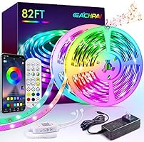 LED Strip Lights, EACHPAI 82ft/25m Smart Led Light Strips Music Sync, Color Changing RGB Light Strip, Bluetooth/24 Key...