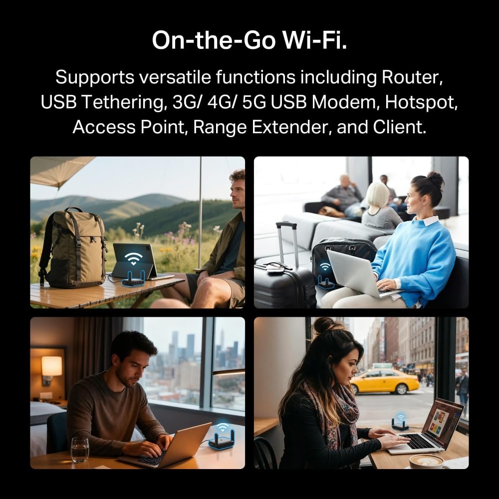 TP-Link TL-WR1512X Wi-Fi 6 Reise WLAN Router AX1500, Dual-Band Access Point mit Powerbank-Betrieb, 2×Gigabit-Port, OpenVPN & WireGuard, USB 3.0, WPA3, 7 Betriebsmodi 4