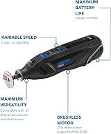 Dremel 8260 Cordless Rotary Tool 12V 3Ah Brushless, 5 Accessories, Bluetooth view 3