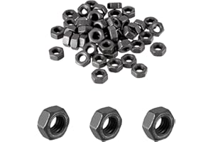 Mriuuod 100pcs M6-1mm Hex Nuts, Carbon Steel, Black Oxide, M6 x 1.00mm Hex Drive, Grade 8.8, Metric, Right Hand, 10mm/0.4" Width, 5mm/0.2" Height, Replacement Nut with Plastic Case