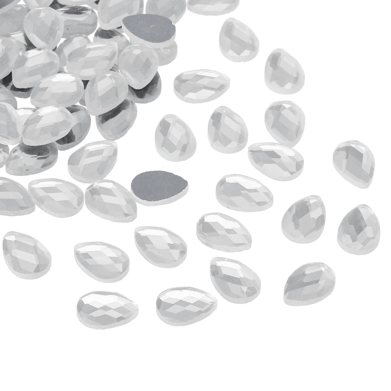 PATIKIL Acrylic Teardrop Gems, 100 Pcs 14x10mm Flat Back Teardrop Rhinestones Plastic Gems for Jewelry Making DIY Craft, Clear