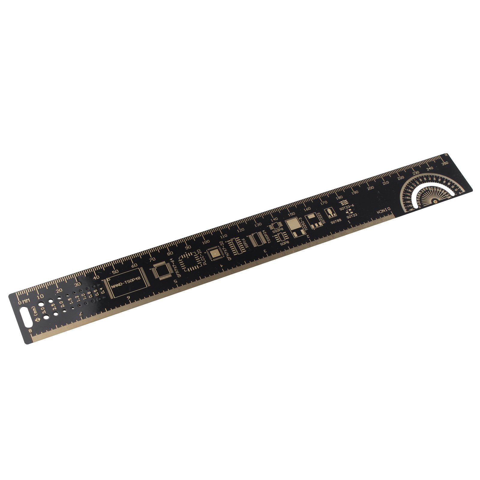 HALJIA 25cm 10" Multifunctional PCB Ruler Measuring Tool Relevant Information For PCB Design Electronic Component Reference Units Compatible with Electronic Engineers Geeks Makers Arduino Fans