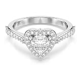 Swarovski Una Angelic motif ring, Mixed cuts, Heart, White, Rhodium plated