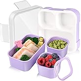 Genteen Bento Box for Kids, Kids Lunch Box with 3 Removable Compartments, Toddler Lunch Box for Daycare, School, Ideal Portion Size for Ages 3 to 7 BPA-Free Dishwasher Safe-Green - Purple