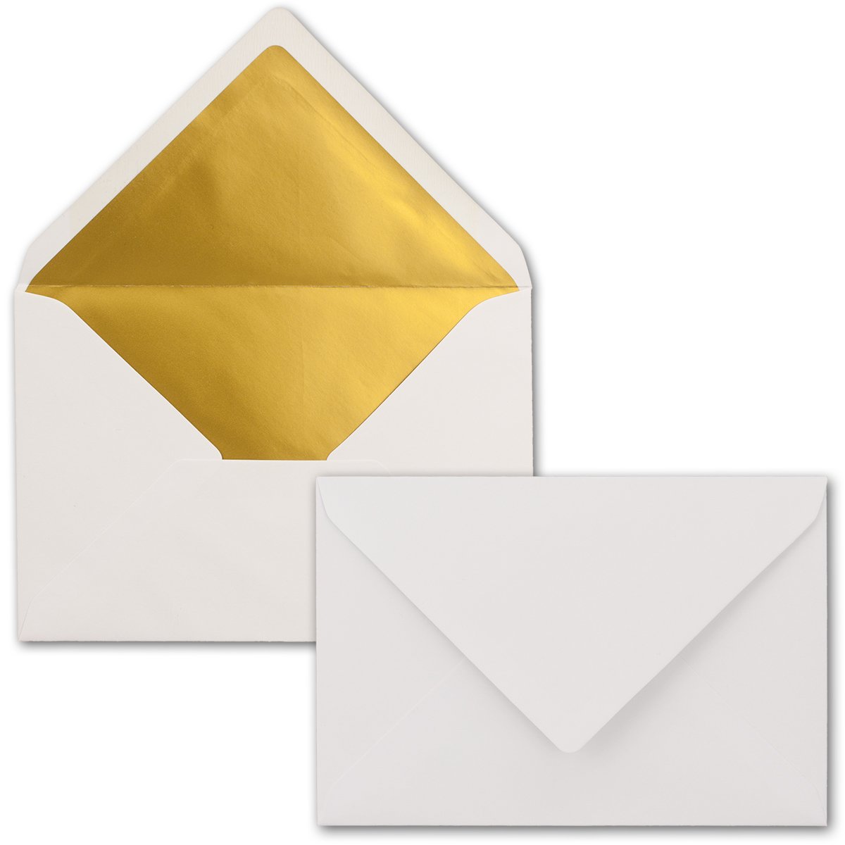 C6 Envelopes, White with Metallic Gold Lining, Thick Quality – Very Stable – 120 g/m², 114 mm x 162 mm, Gummed Edges - From the FarbenFroh Series by Neuser 100 Umschläge white/gold