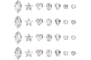 BB BEADTHOVEN Beadthoven Mini Crystal Cubic Zirconia Stone Cabochons Faceted Pointed Back Rhinestone Gems CZ Diamonds Beads for DIY Jewelry Making Nail Art Craft Ring Embellishment Decorations