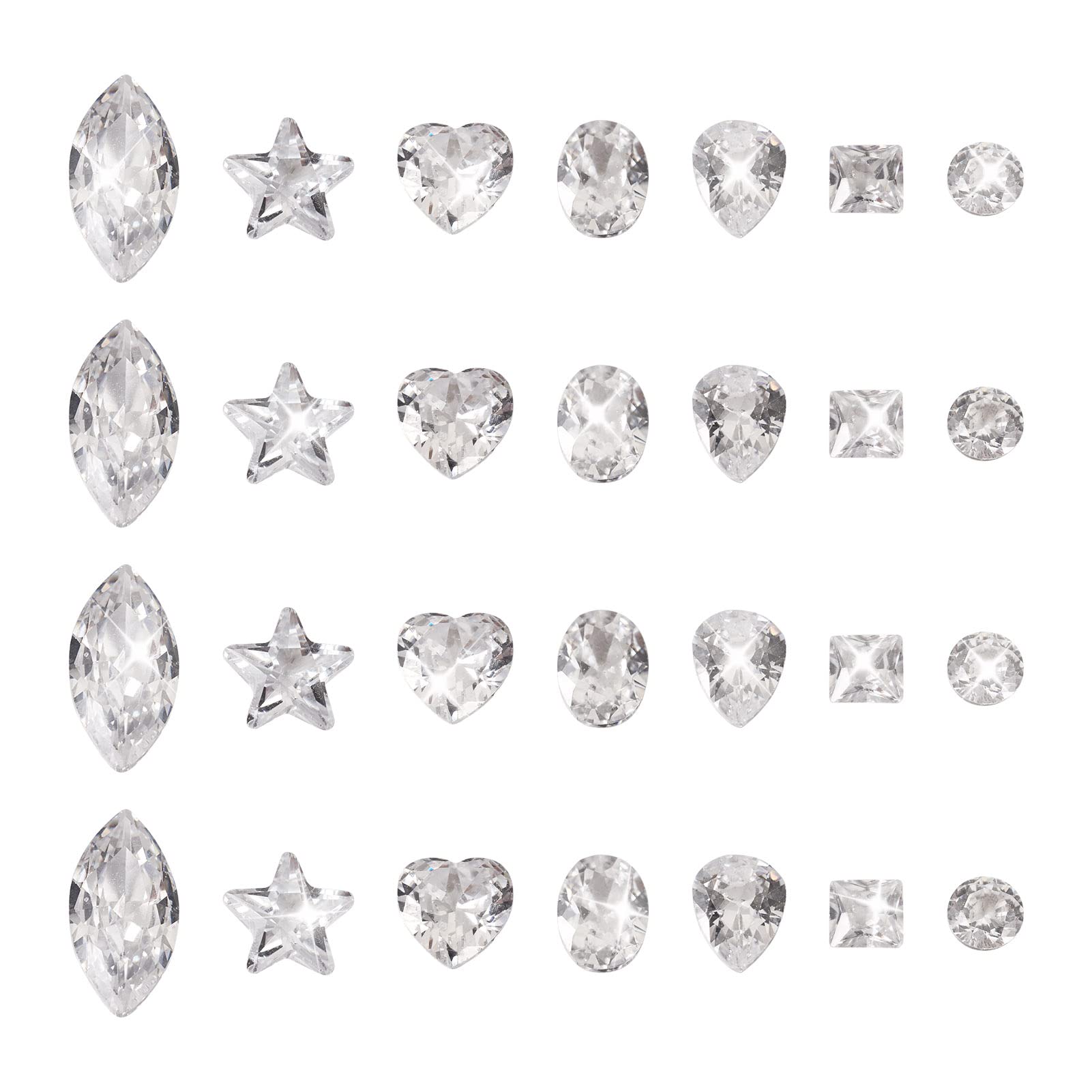Bestewelry 130 pcs Cubic Zirconia Cabochon Clear Faceted Diamond Square Heart Oval Teardrop Loose CZ Stones Cabochons for DIY Necklace Bracelet Nail Art Jewellery Making