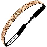 Sweaty Bands Womens Girls Headband - Non-Slip, Velvet-Lined Jeweled Hairband - Bling It Bronzed Goddess 5/8-Inch