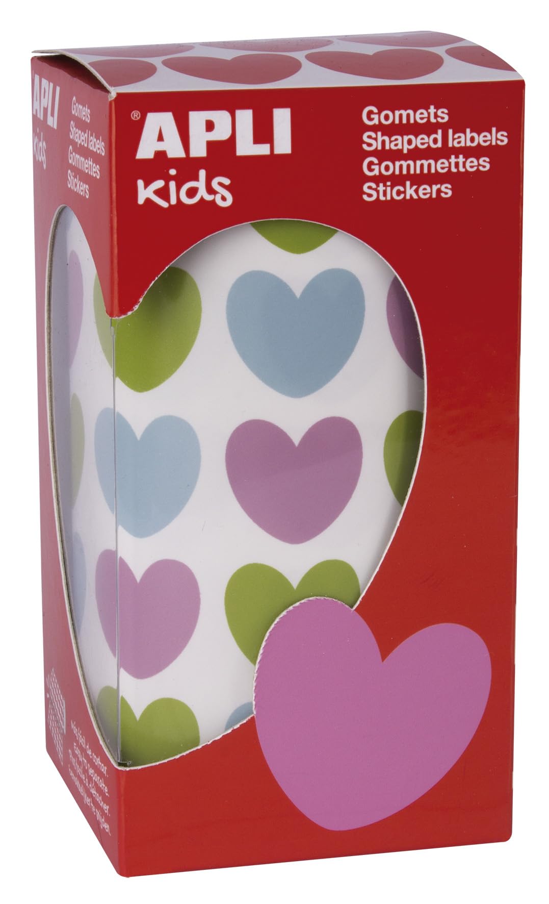 APLI KIDS 16796 Roll of 900 Multi-Coloured Heart Stickers 20 x 18 mm