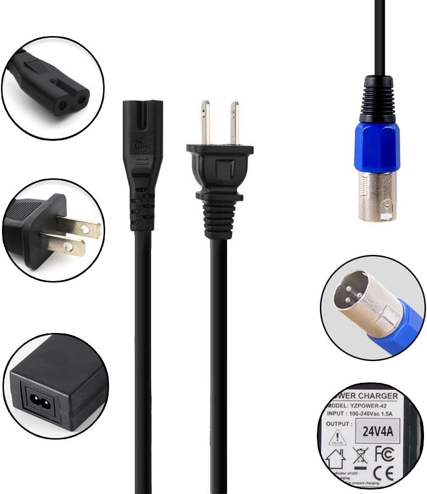 Abakoo New 24 Volt 4A 96W XLR Mobility Battery Charger for Jazzy Power Chair Go-Go Mobility Wheelchair Electric Pride Mobility Wheelchair Battery Charger mpv5 Auto XLR: Sports & Outdoors