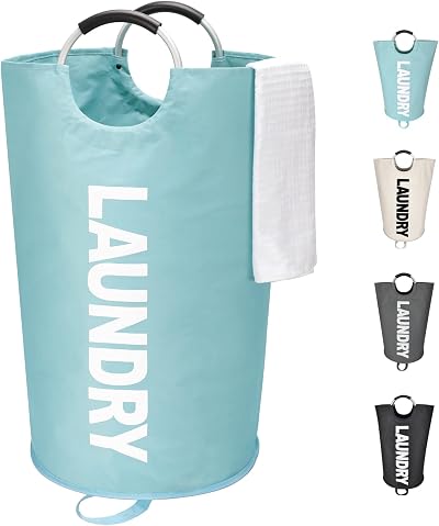Maxsilan 90L Large Collapsible Laundry Basket Freestanding Tall Hamper Light