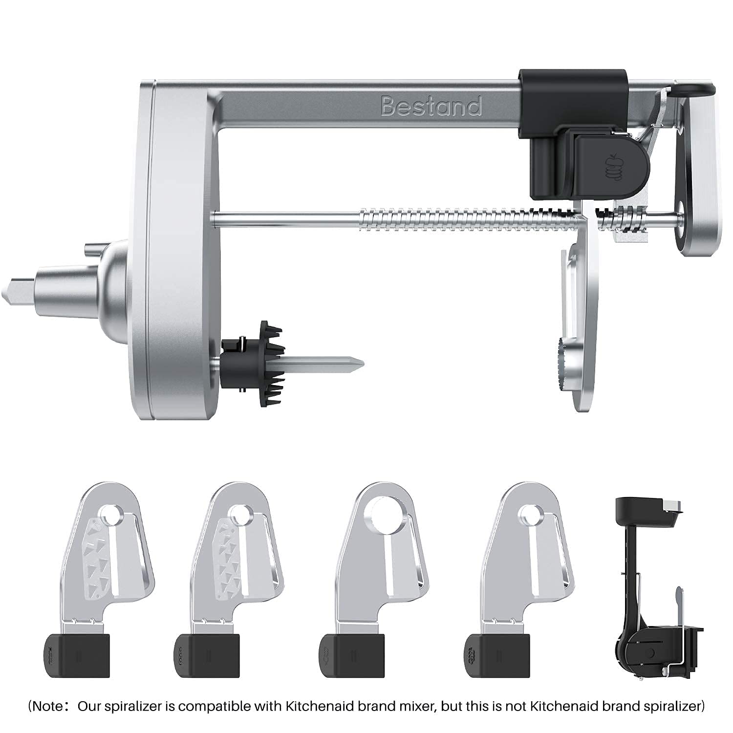 Spiralizer Attachment Compatible with KitchenAid Stand Mixer, Comes with Peel, Core and Slice, Not KitchenAid Brand Spiralizer Attachment (5 Blades)