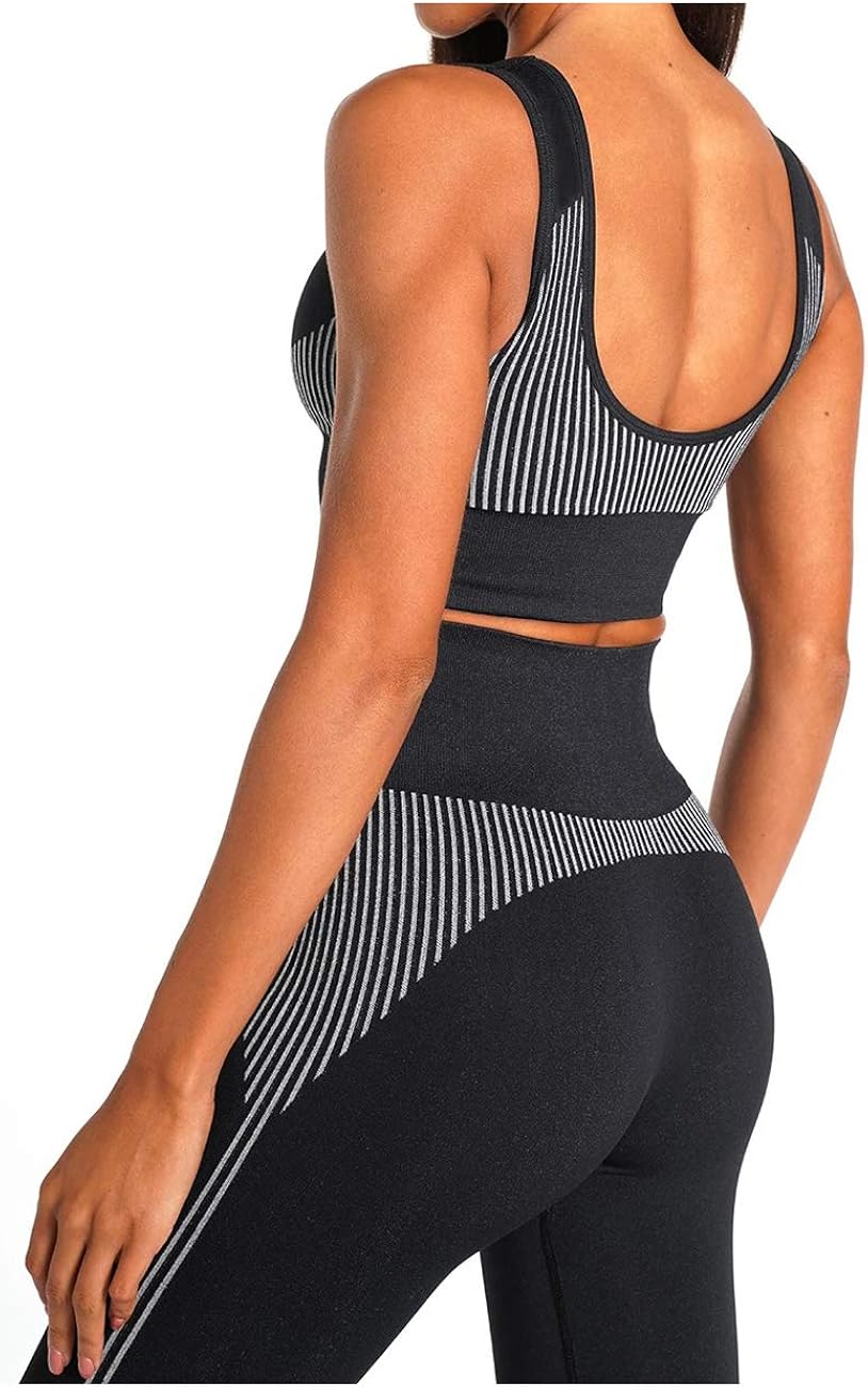 Women's Workout Sets 2 Pieces Suits High Waisted Seamless Yoga Leggings with Stretch Sports Bra Gym Cloth at  Women’s Clothing store