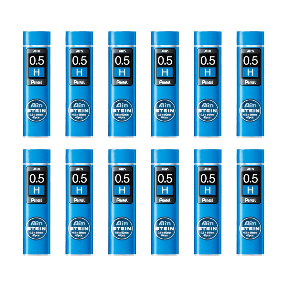 Pentel Ain Stein Refill Leads 0.5 mm Grade H (Pack of 12 Tubes),C275-H
