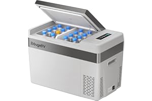 BougeRV 12 Volt Refrigerator 12V Car Fridge 30 Quart Portable Freezer Compressor Cooler -7℉~50℉ Compressor Freezer, 12/24V DC 110~240 Volt AC, for Truck RV SUV