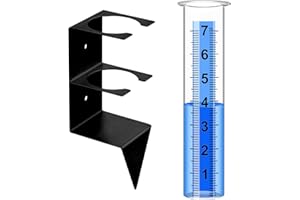 Timenued Rain Gauge Outdoor, 7" Capacity Rain Gauge Outdoors Best Rated with Stainless Steel Mounting Rack Holder, Freeze Proof Plastic Large Rain Gauge for Yard Garden Fence Lawn Patio Farm