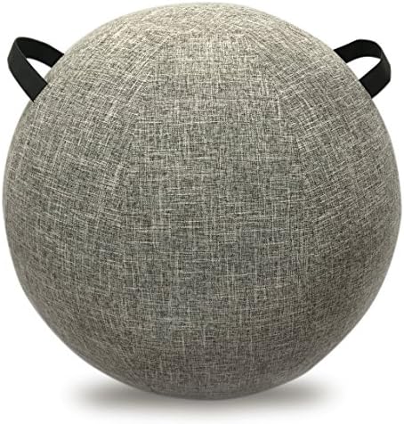 Exercise Ball Chair - Machine Washable 26in Firmer Balance Ball Chair with Handles, Quick Pump Included - Premium Self-Standing Office Desk Chair with Stability Ball Inside - for Birthing (Light Gray)