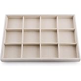 Oirlv Stackable 12 Girds Jewelry Trays Jewelry Storage Tray Showcase Display Organizer(13.8" X 1.4"X 9.4")