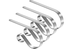 TAROSE Stocking Holders for Mantle, Christmas Stocking Holder Set of 4, Mantle Clip Fireplace Hooks Hanger for Christmas Party Decoration Supplies (Silver)