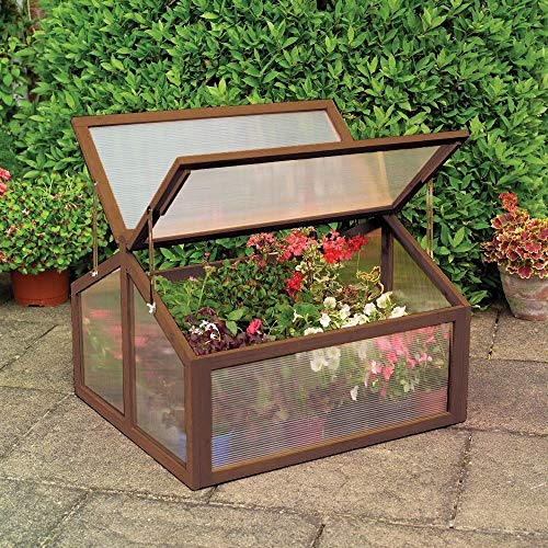 LHONE Double Garden Boxes Outdoor Raised Portable Wooden Cold Frame Greenhouse Raised Garden Beds Planter Vegetables Protection