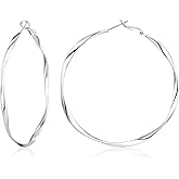 OOOPEL Gold Hoops Earrings for Women, Big 925 Sterling Silver Hoop Earrings Lightweight Hypoallergenic Sterling Silver Hoop Earrings for Women 30MM 40MM 50MM 60MM