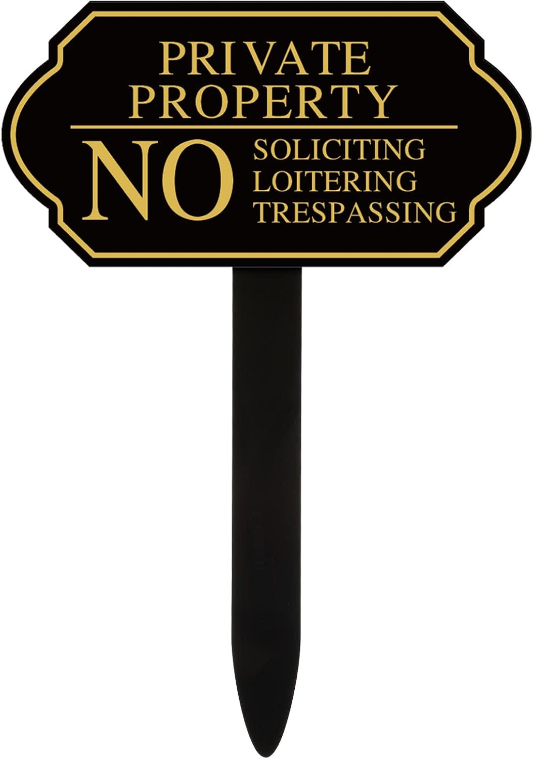 Yard Signs - Private Property No Trespassing for House Yard No Soliciting No Loitering Signs with Stake, 7.09 x 3.54 Inch Self Adhesive Yard Warning Signs for House Outdoor Business (1 Pack)