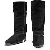 Leather Welding Spats - Heat and Abrasion Resistant Welding Boot Covers Protection - Shoes Protectors - Welding Gaiters, 1 Pair (Black - Extra Long)
