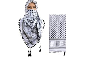 SHOPUKASA Cotton Shemagh Tactical Military Scarf Palestine Scarf Keffiyeh Head Neck Wrap gifts for Men & Women + Paper Bag