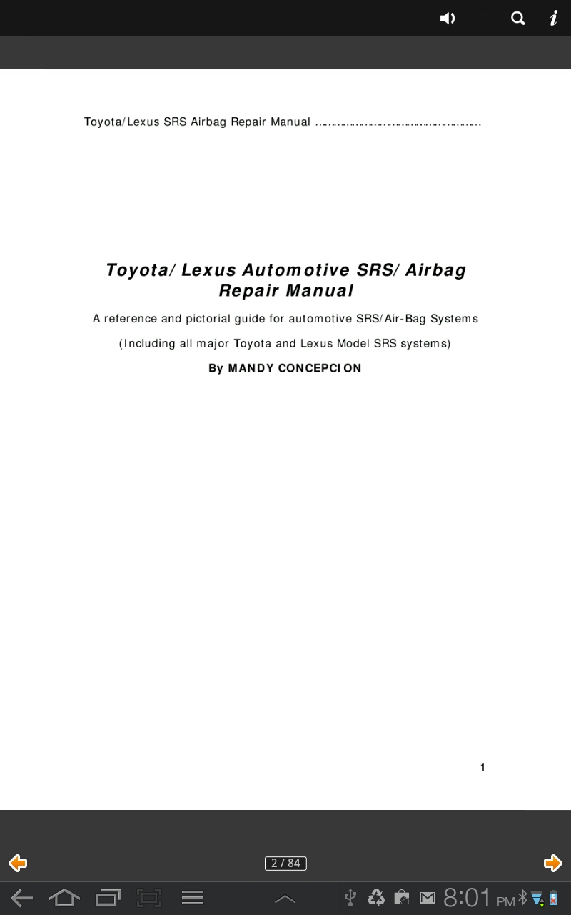Toyota/Lexus SRS Airbag Repair Manual