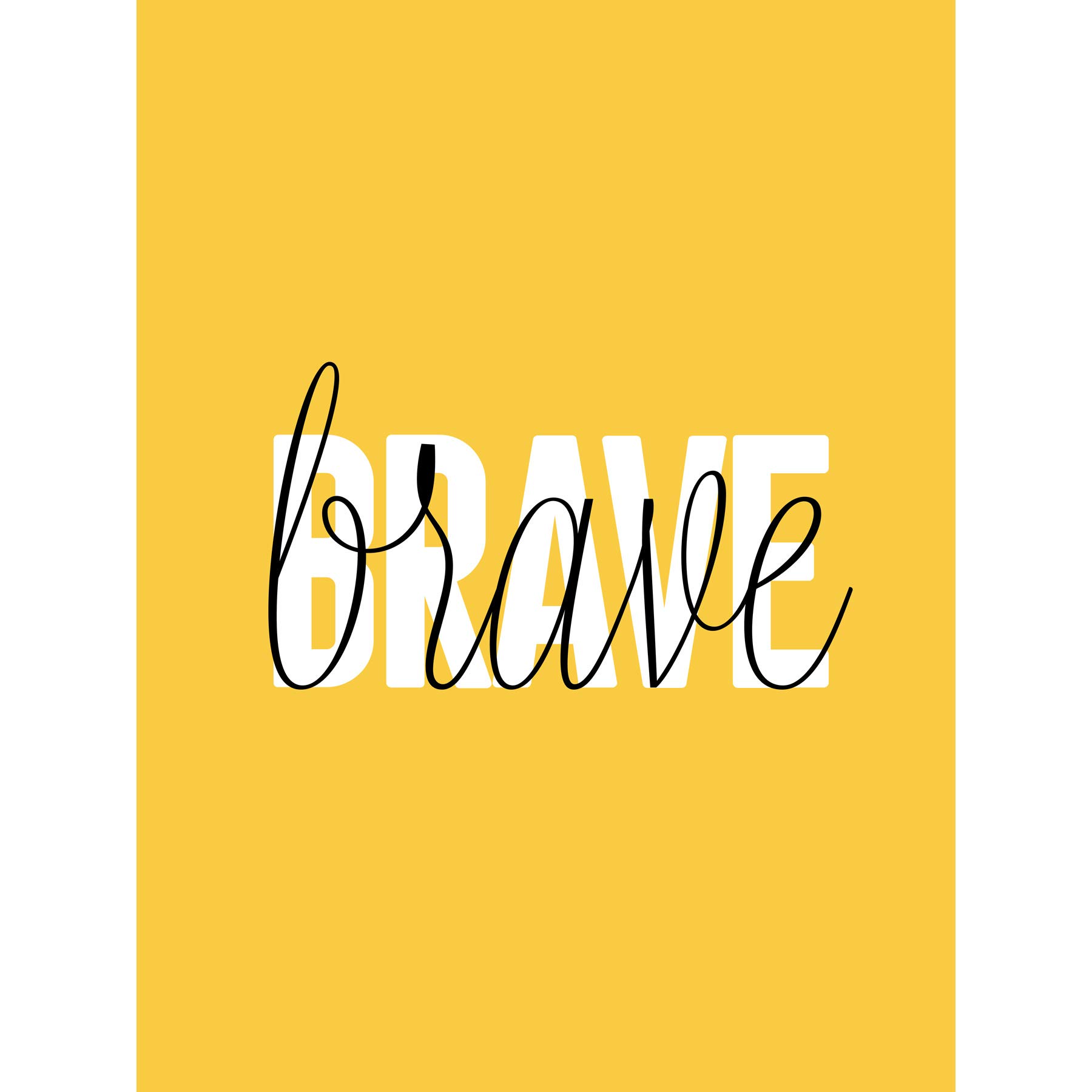 Wee Blue Coo Solid Simple Words Brave Large Wall Art Print Canvas Premium Poster
