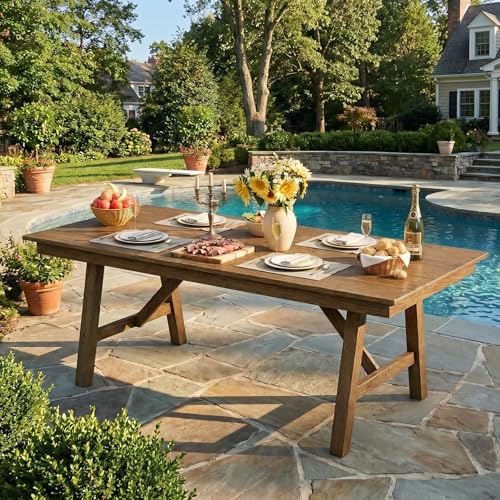 Garvee Outdoor Patio Dining Table for 4-6, 66.9" Long Outdoor HDPE Garden Dinin…
