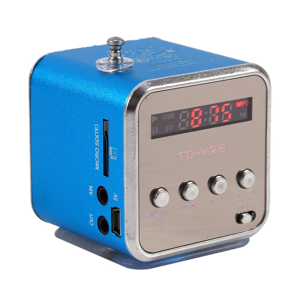 Mini Speaker Music Player Portable Light-weight FM Radio Stereo PC Fashion Support TF card and U disk Plug abd Play Support FAT16 / FAT32 file system(Blue)
