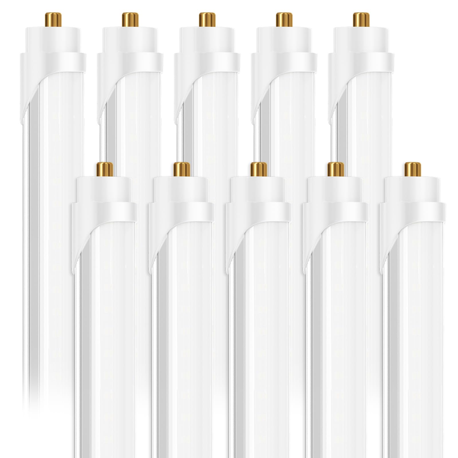 Photo 1 of ONLYLUX 8 Foot Led Bulbs T8 T12 LED 8ft Tube Light F96T8 F96T12 LED Bulb 96" FA8 Single Pin LED Fluorescent Replacement, (100W Fluorescent Equivalent) 6500K CW Daylight Milky Cover, 10 Pack
