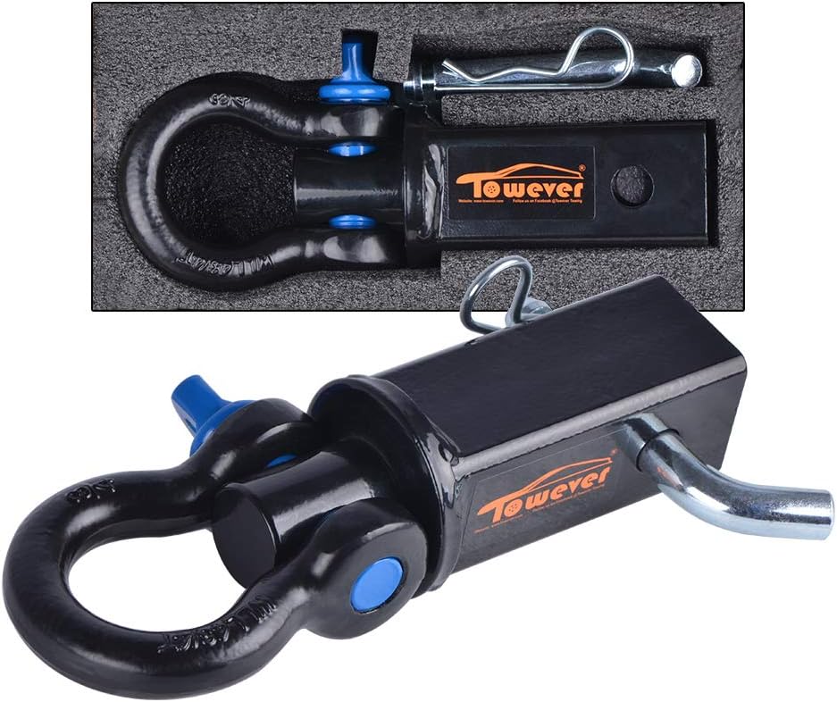 Towever 83710 Shackle Hitch Receiver 2 Inch(360 Degree Rotate D Ring