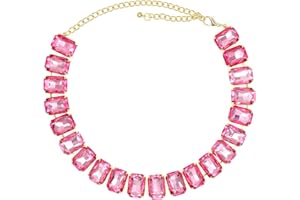 JNF Crystal Rhinestone Choker Collar Necklace For Women Colorful Gemstones Neck Chain Trendy Sparkly Statement Piece Crystal Rhinestone Bib Necklace