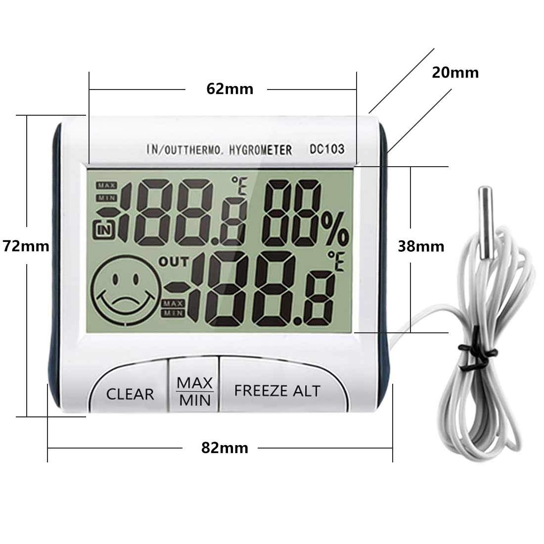 Digital Higrómetro Temporizador de Cocina,Pantalla LCD Termómetro,Cuentaminutos Termómetro